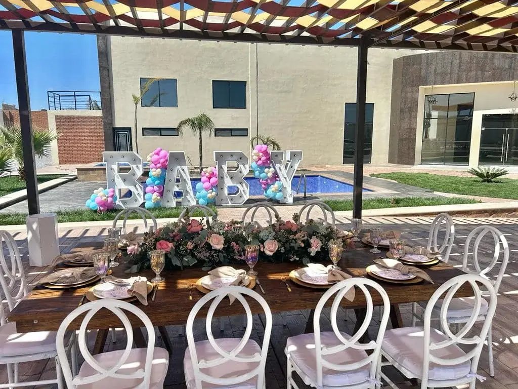 Salón Lareta montado para evento social en Chihuahua